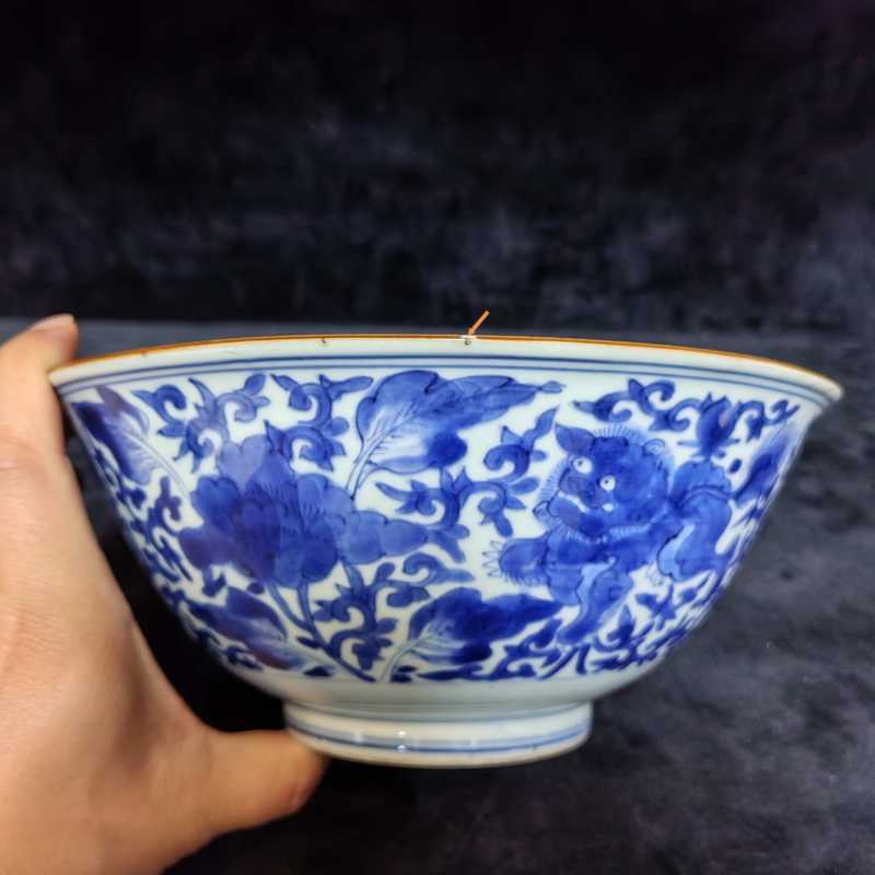 清顺治 青花三世同堂碗 - 图8