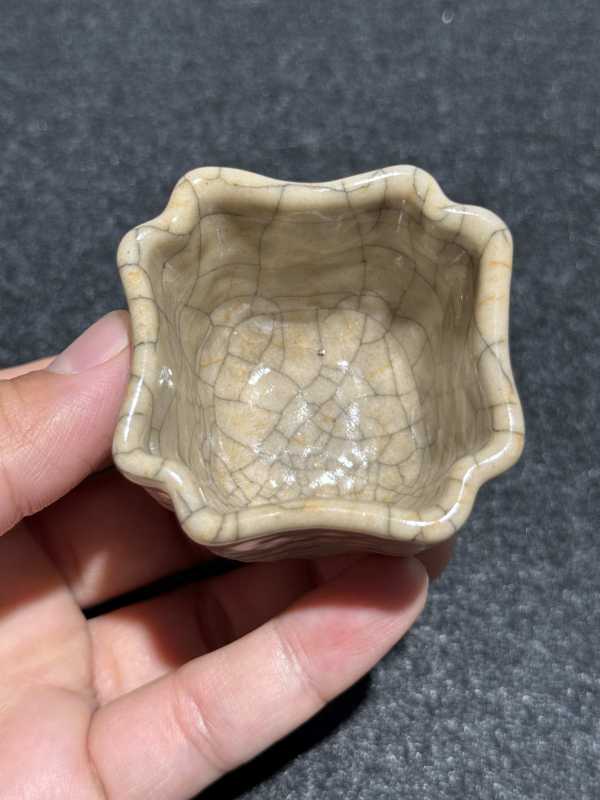 清乾隆 哥釉四方倭角洗 - 图6