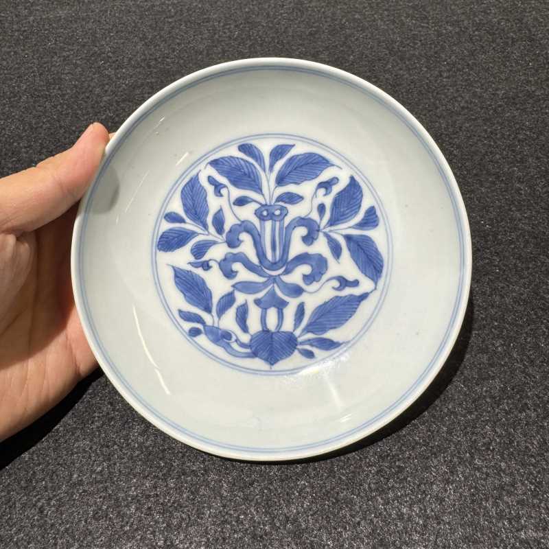 清雍正 青花仿成窑牵牛花纹盘 - 图2