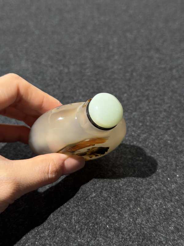 清 玛瑙俏色雕大吉大业图鼻烟壶 - 图7