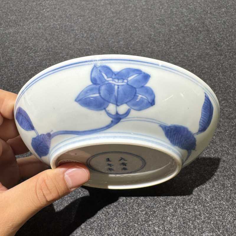 清雍正 青花仿成窑牵牛花纹盘 - 图4