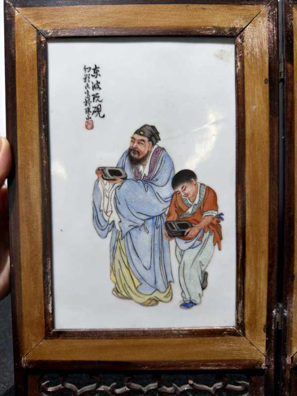 民国 粉彩人物瓷板 - 图3
