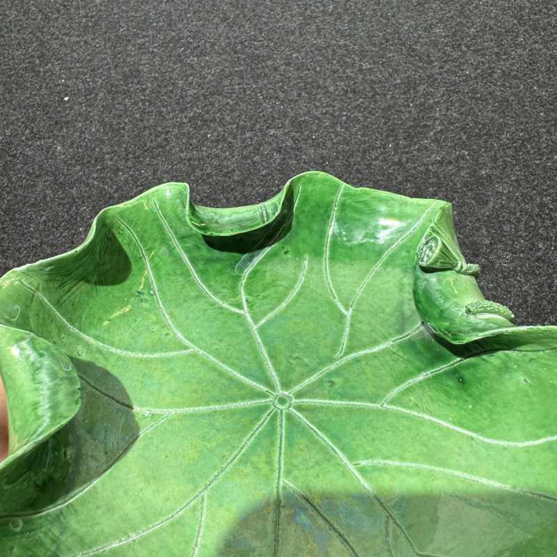 清晚期 绿釉荷花洗 - 图4