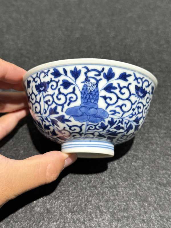 清光绪 青花花卉纹碗一对 - 图9