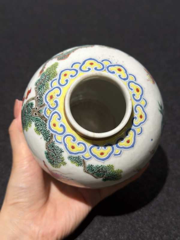 清嘉庆 粉彩百子婴戏图罐 - 图4