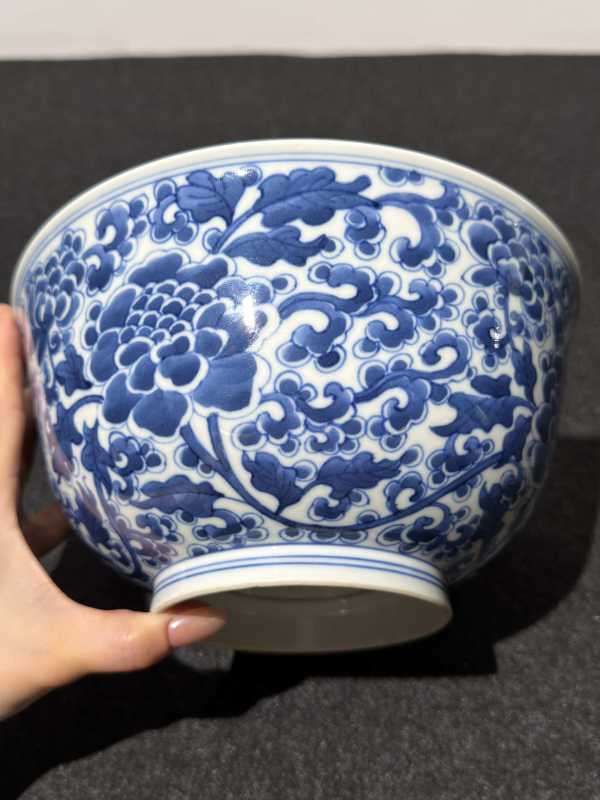 清康熙 青花缠枝牡丹纹碗 - 图5