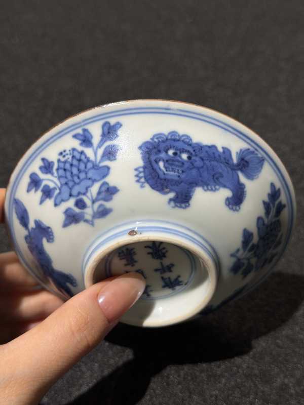 清顺治 青花三狮纹小盘 - 图8
