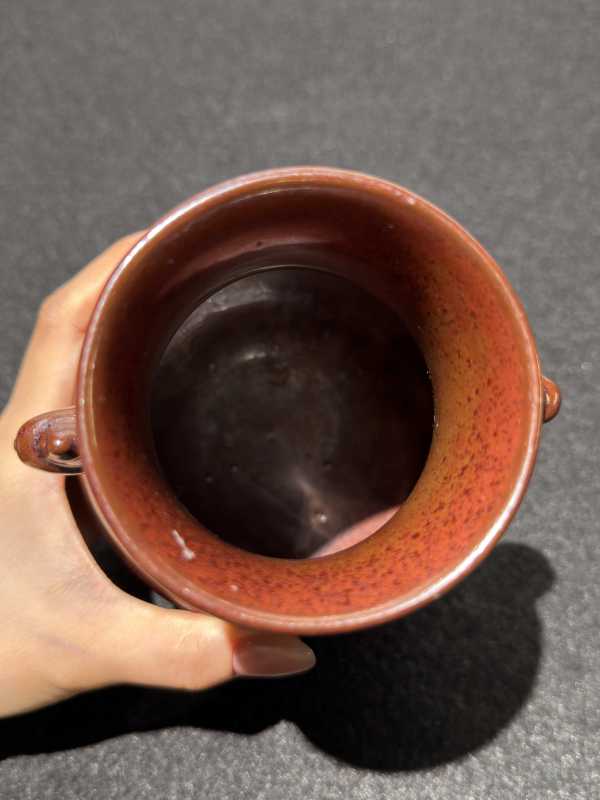 清乾隆 铁锈花釉狮耳尊 - 图7