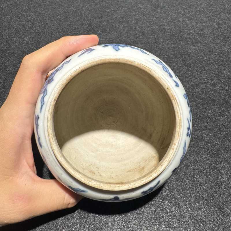 明成化 青花云鹤纹盖罐 - 图6
