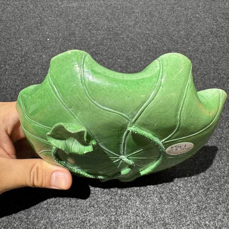 清晚期 绿釉荷花洗 - 图7