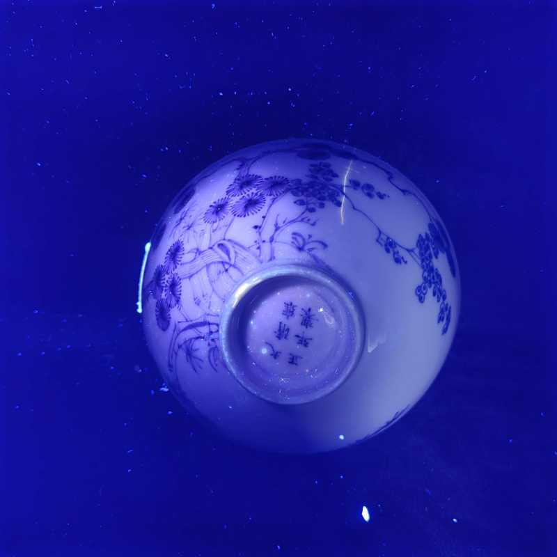 清雍正 青花岁寒三友图小碗 - 图8