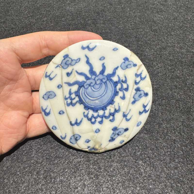 明成化 青花云鹤纹盖罐 - 图8
