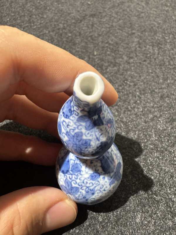 清晚期 青花矾红福禄万代纹葫芦一对 - 图5