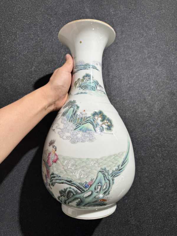 民国 粉彩群仙祝寿图瓶一对 - 图6