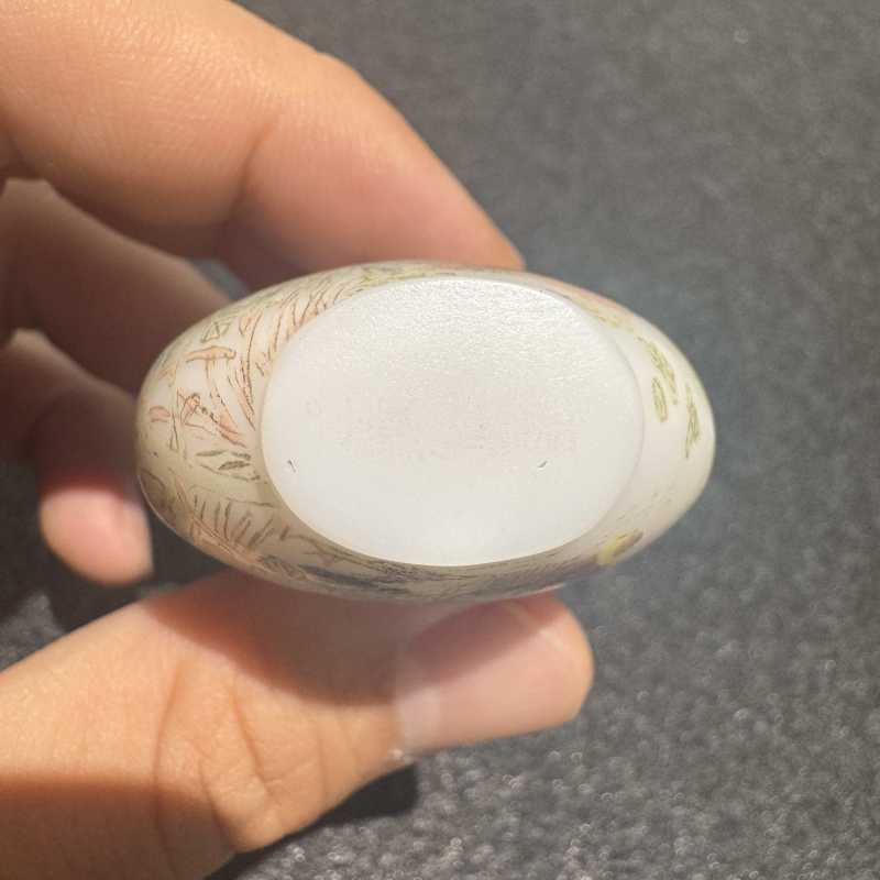 清 料胎画珐琅花卉游鸟图鼻烟壶 - 图7