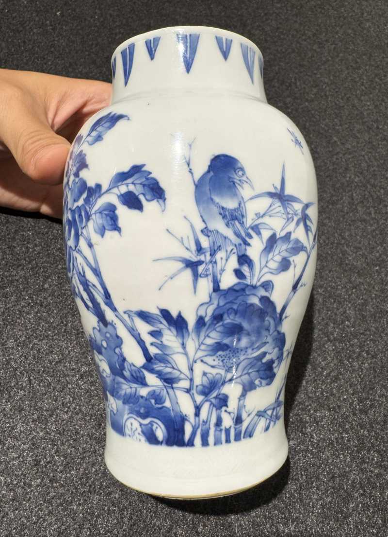 明崇祯 青花花鸟纹莲子罐 - 图3