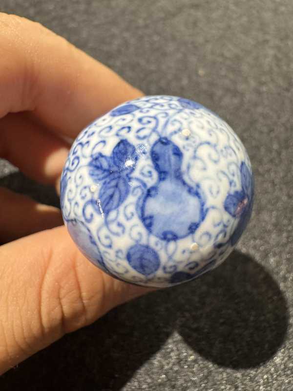 清晚期 青花矾红福禄万代纹葫芦一对 - 图6