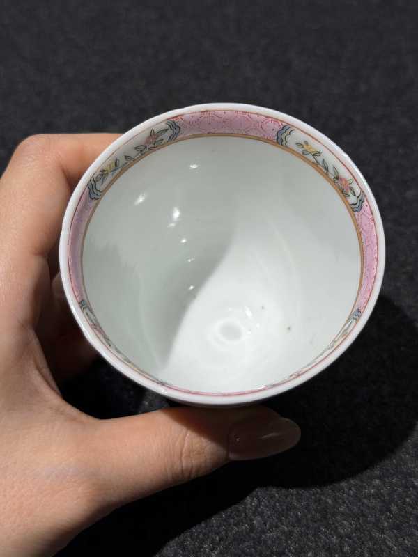 清雍正 五彩山水人物纹杯 - 图7