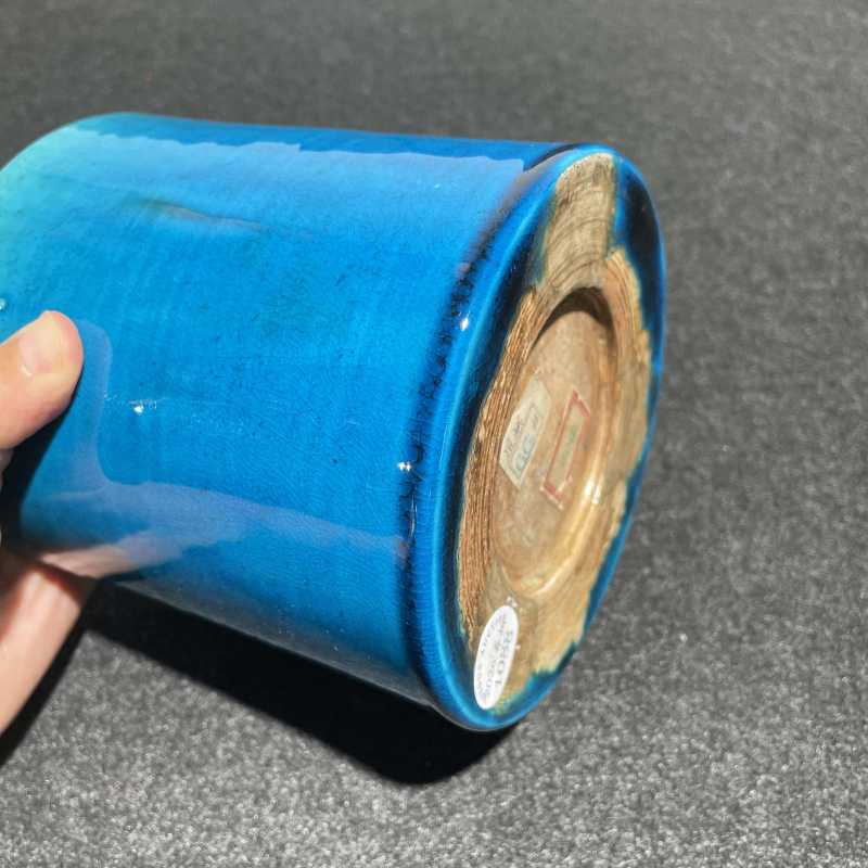 清康熙 孔雀蓝釉笔筒 - 图10