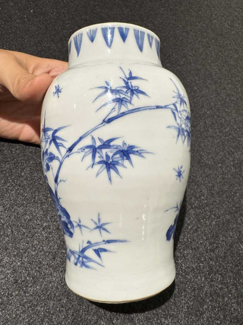 明崇祯 青花花鸟纹莲子罐 - 图4