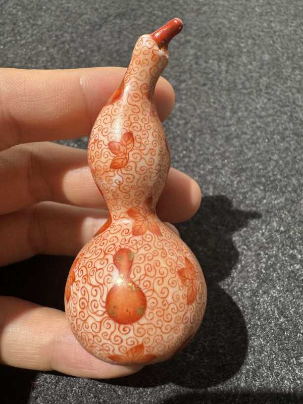 清晚期 青花矾红福禄万代纹葫芦一对 - 图7