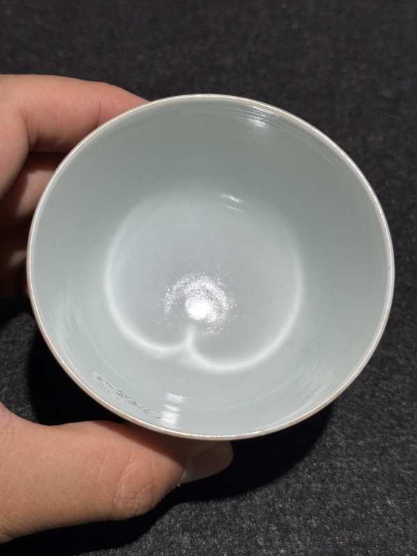 清光绪（1879年） 任焕章制浅绛彩寿眉诗文杯 - 图7