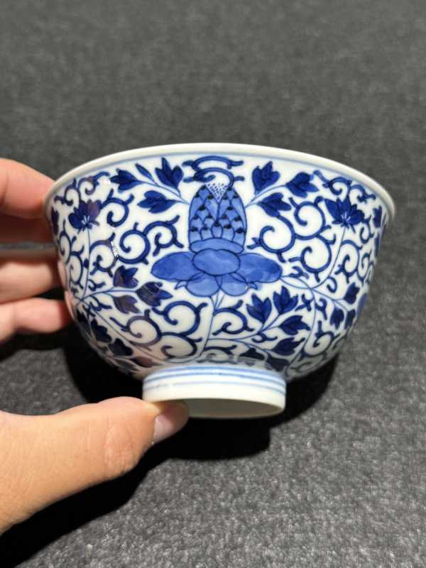 清光绪 青花花卉纹碗一对 - 图3
