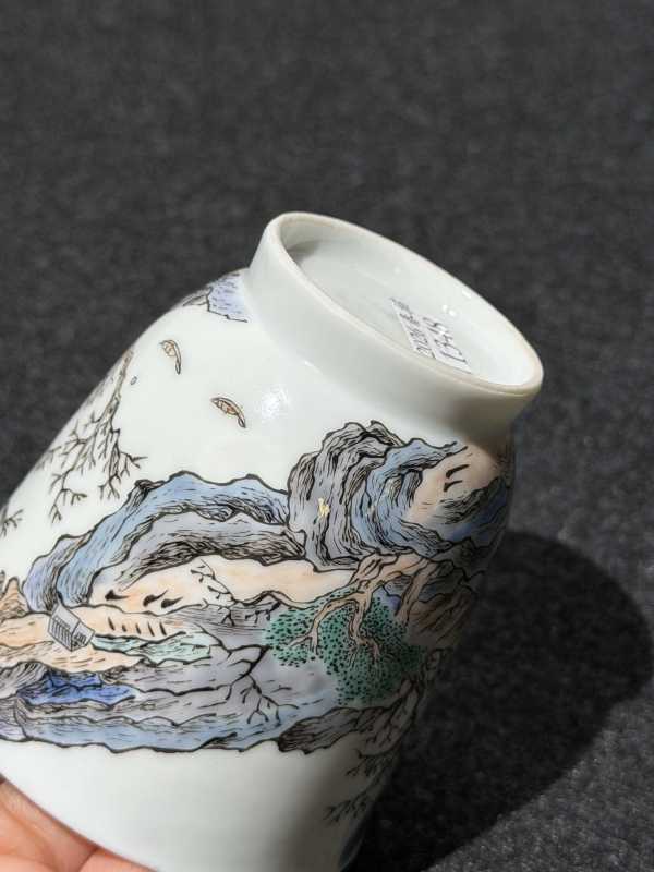 清雍正 五彩山水人物纹杯 - 图9