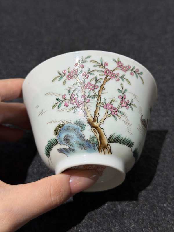清道光 粉彩春江水暖图茶圆 - 图5