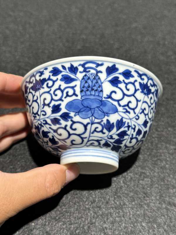 清光绪 青花花卉纹碗一对 - 图4
