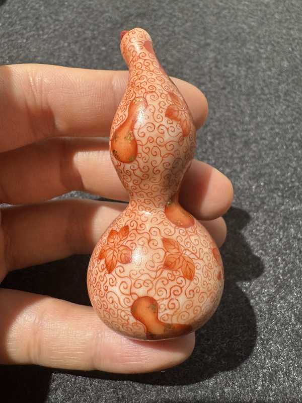 清晚期 青花矾红福禄万代纹葫芦一对 - 图9