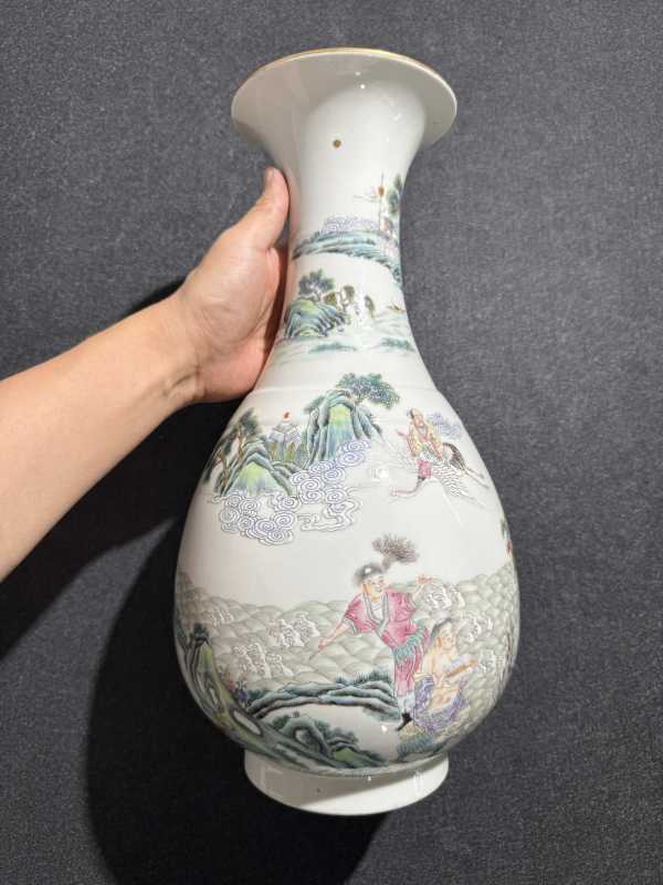 民国 粉彩群仙祝寿图瓶一对 - 图10