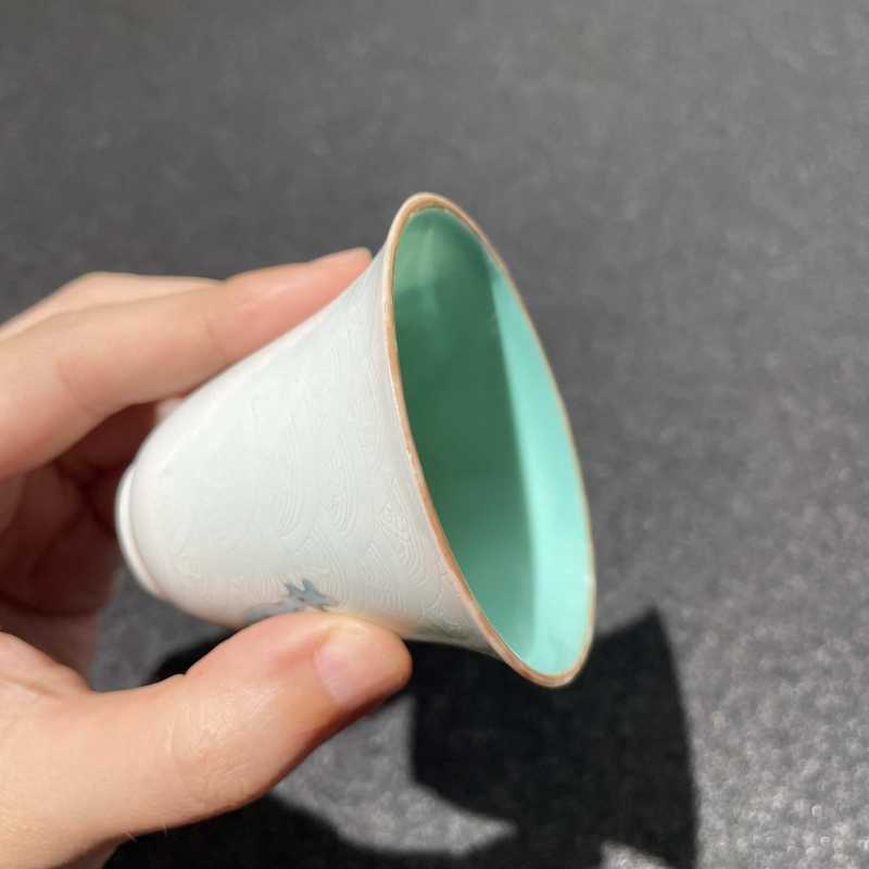 清嘉庆 轧道粉彩仙人乘槎图小杯 - 图10
