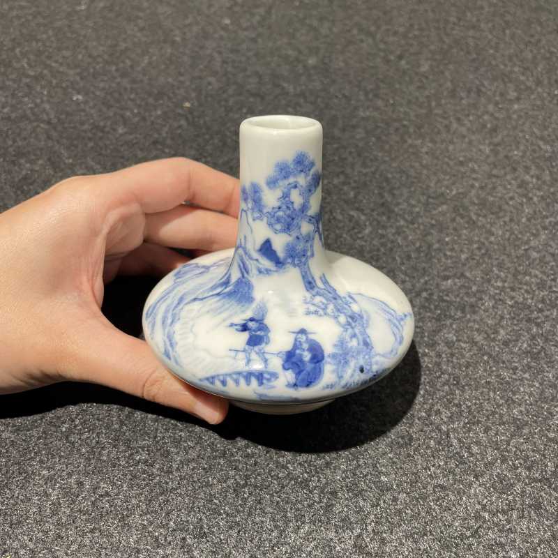 清光绪 青花山水人物故事图荸荠瓶 - 图7