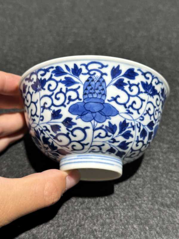 清光绪 青花花卉纹碗一对 - 图5