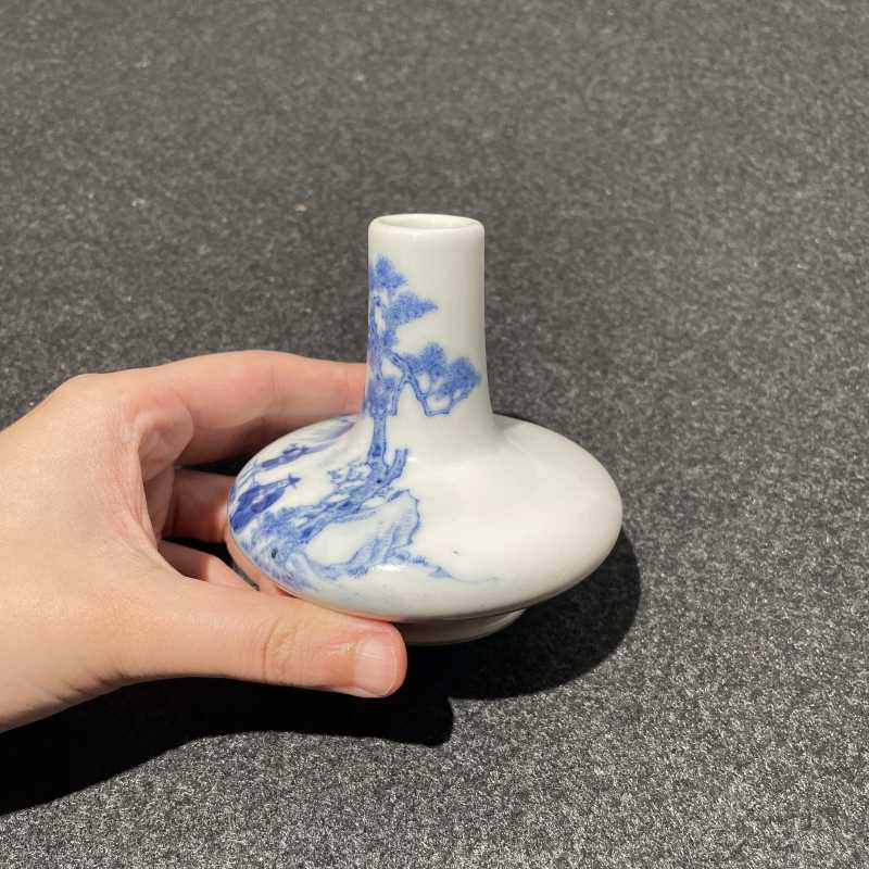清光绪 青花山水人物故事图荸荠瓶 - 图8