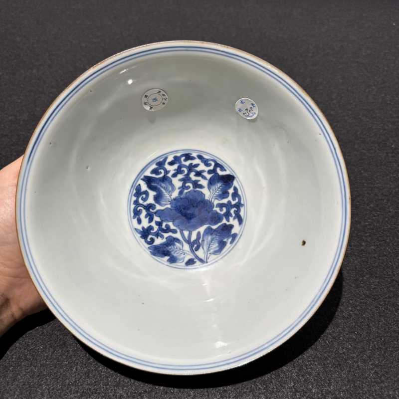 清顺治 青花三世同堂碗 - 图6
