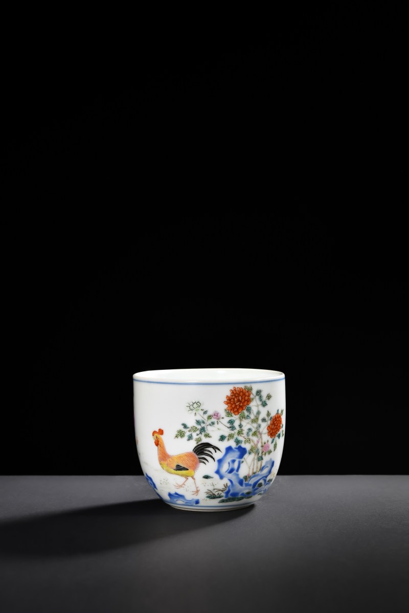 清乾隆 粉彩婴戏图诗文鸡缸杯 - 图2