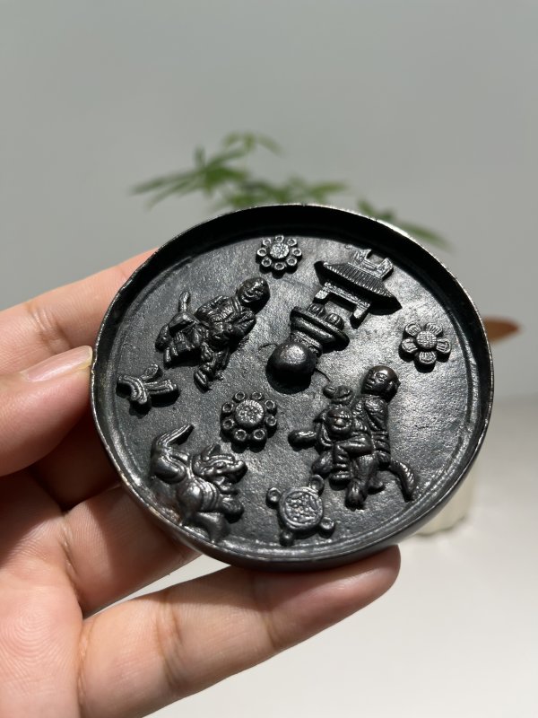 明 童子骑狮多宝纹镜 - 图4