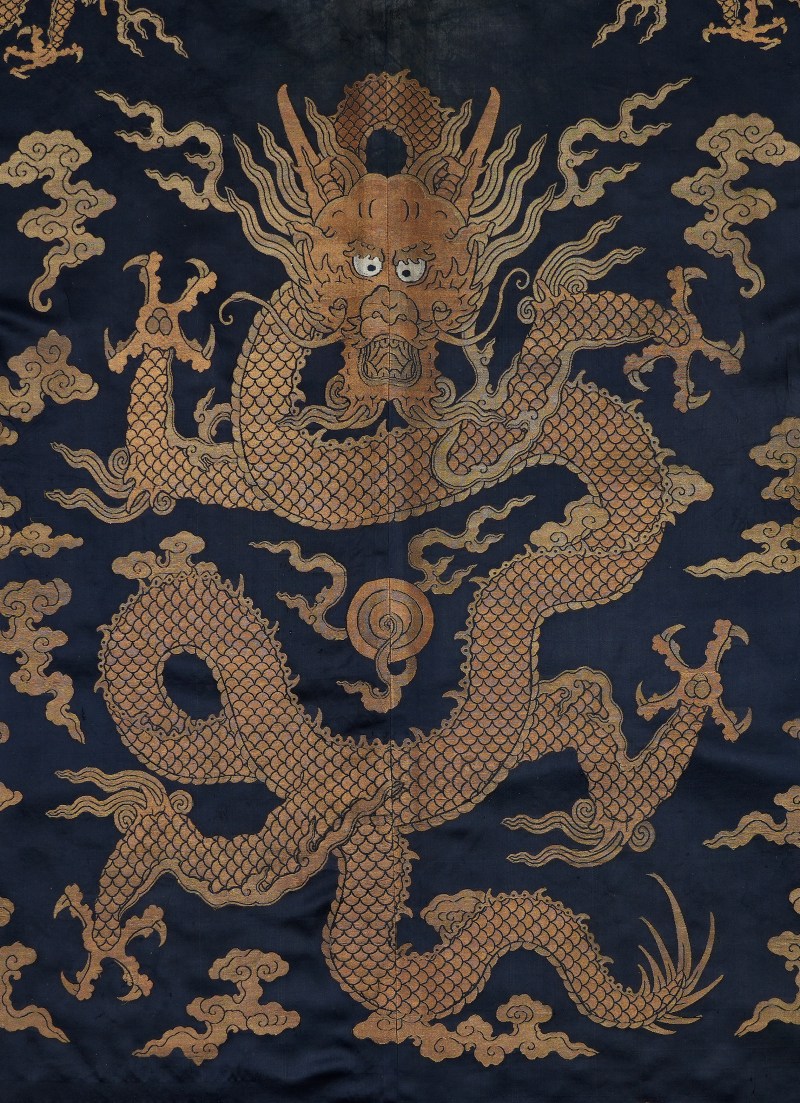 清初石青地织金龙纹朝服褂 - 图3