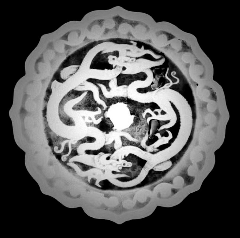 明 菱花形双龙纹镜 - 图7