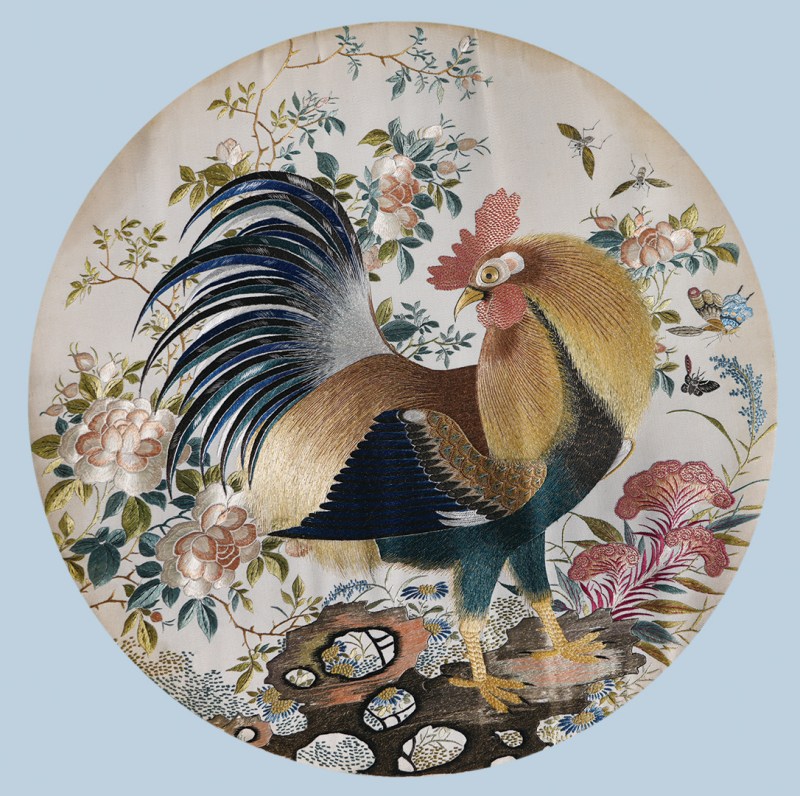 清粤绣大吉图团屏