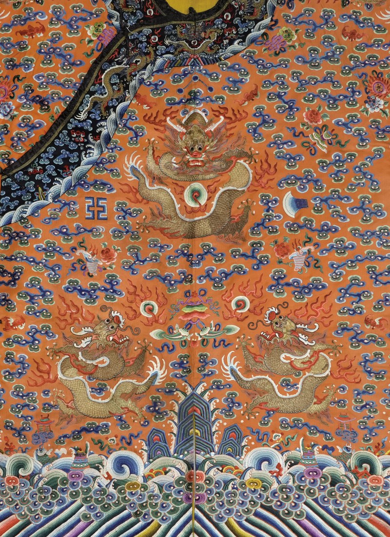 清橘黄色八章纹龙袍 - 图2