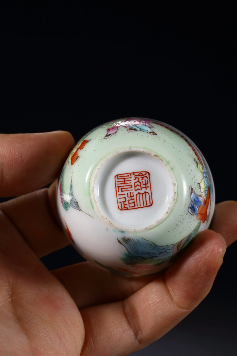清道光嶰竹主人婴戏杯一对 - 图4