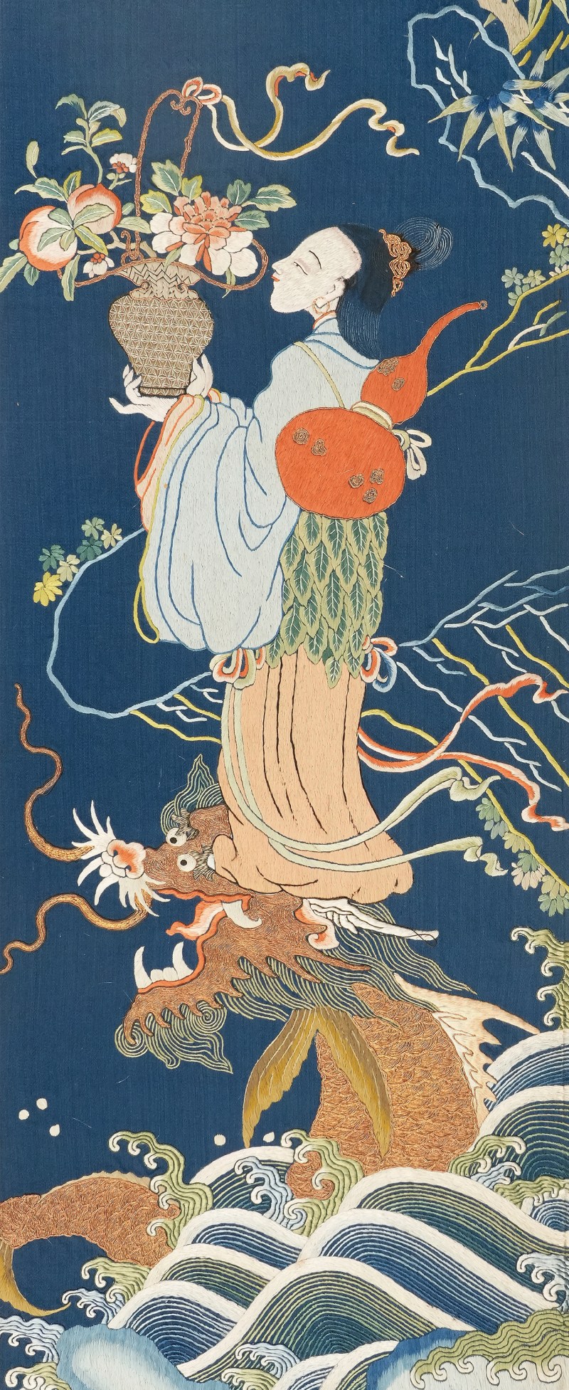 清乾隆苏绣独占鳌头挂屏 - 图2