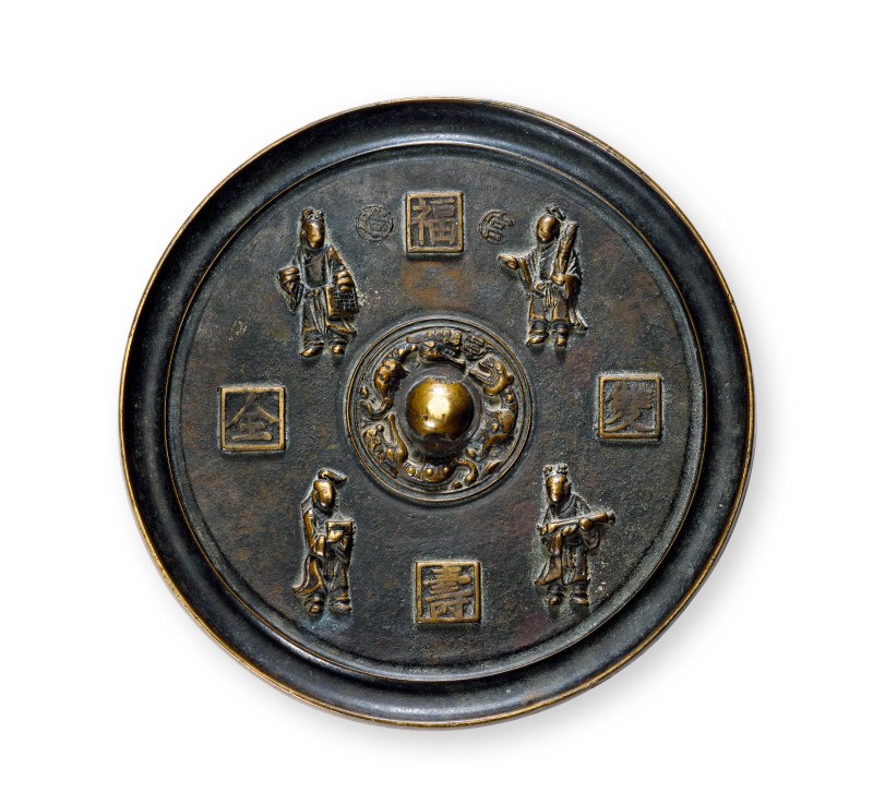 明 “福寿双全”琴棋书画人物纹镜