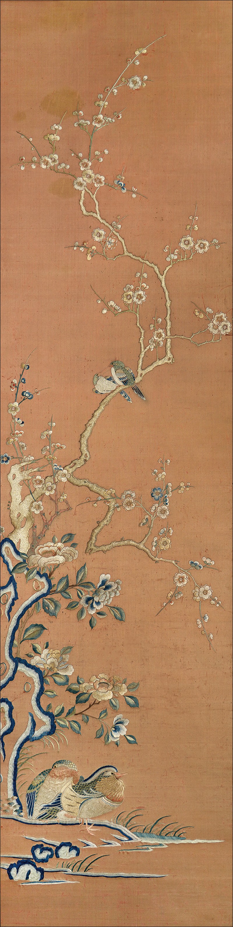 清中期苏绣花鸟图