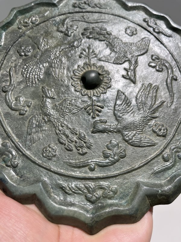 明 菱花形四凤祥云纹镜 - 图4