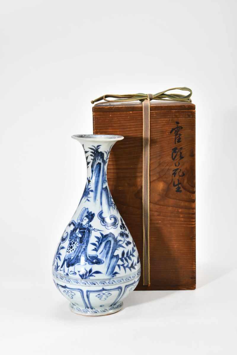 元 青花纯阳帝君点化曹国舅玉壶春瓶 - 图3