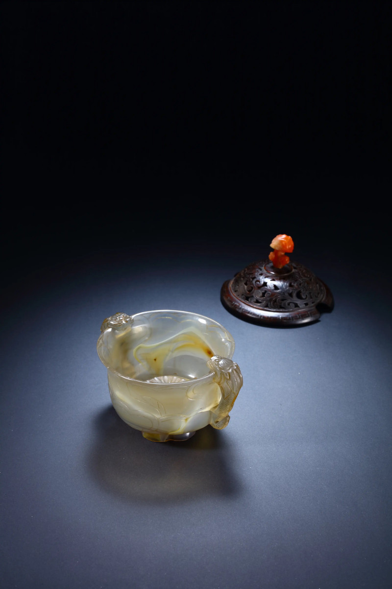 明玛瑙摩羯鱼耳杯 - 图2